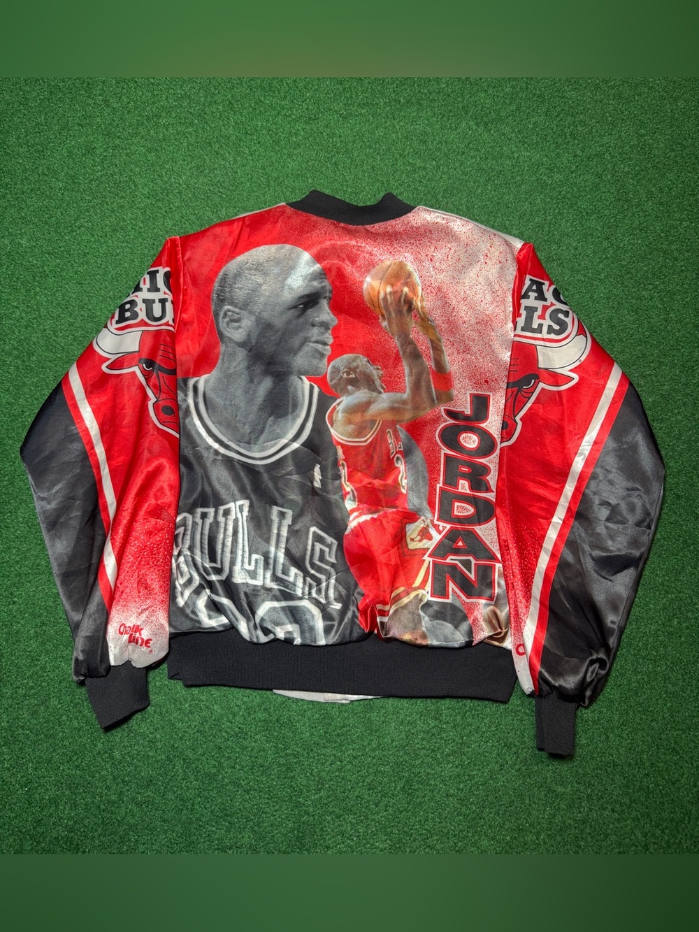 Chalk Line Bulls Michael Jordan Jacket 90s Chicago Vintage Large Red NBA 25x27